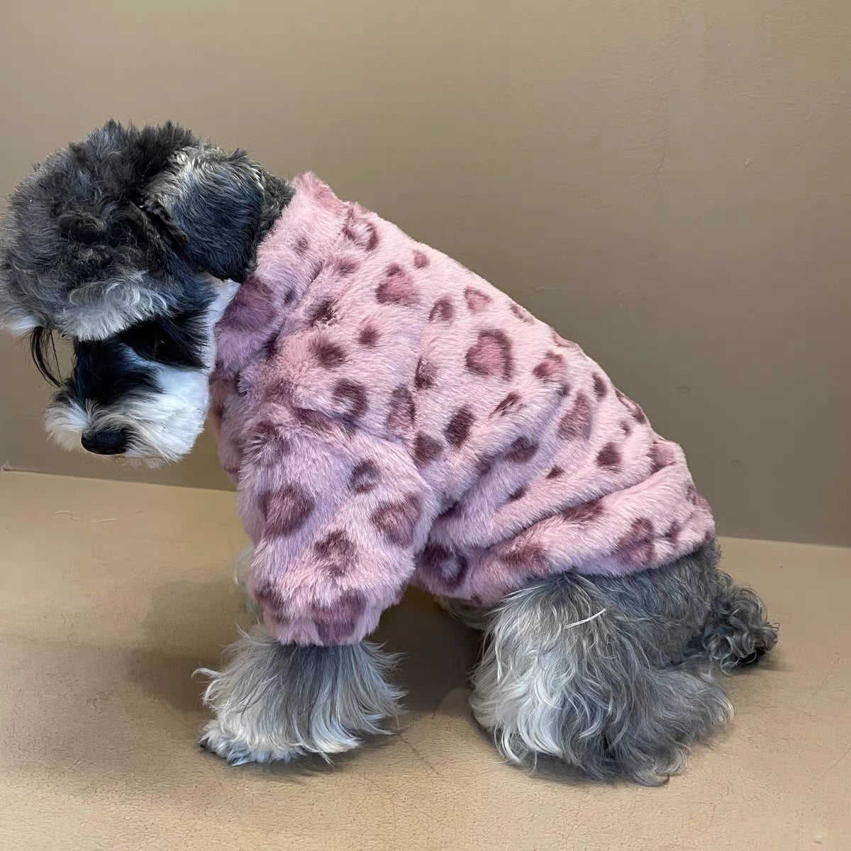 Pink leopard print coat for Puppy Cat