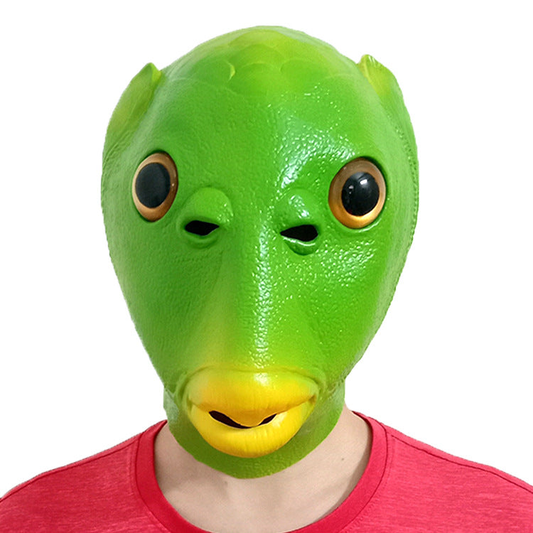Halloween headgear series-Green fish head Green carp