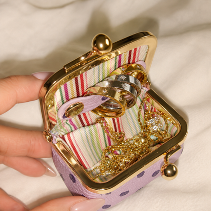 New Retro Mini Polka‑Dot Kiss‑Lock Purse, Portable Jewelry & Coin Pouch for Rings Earrings Necklaces