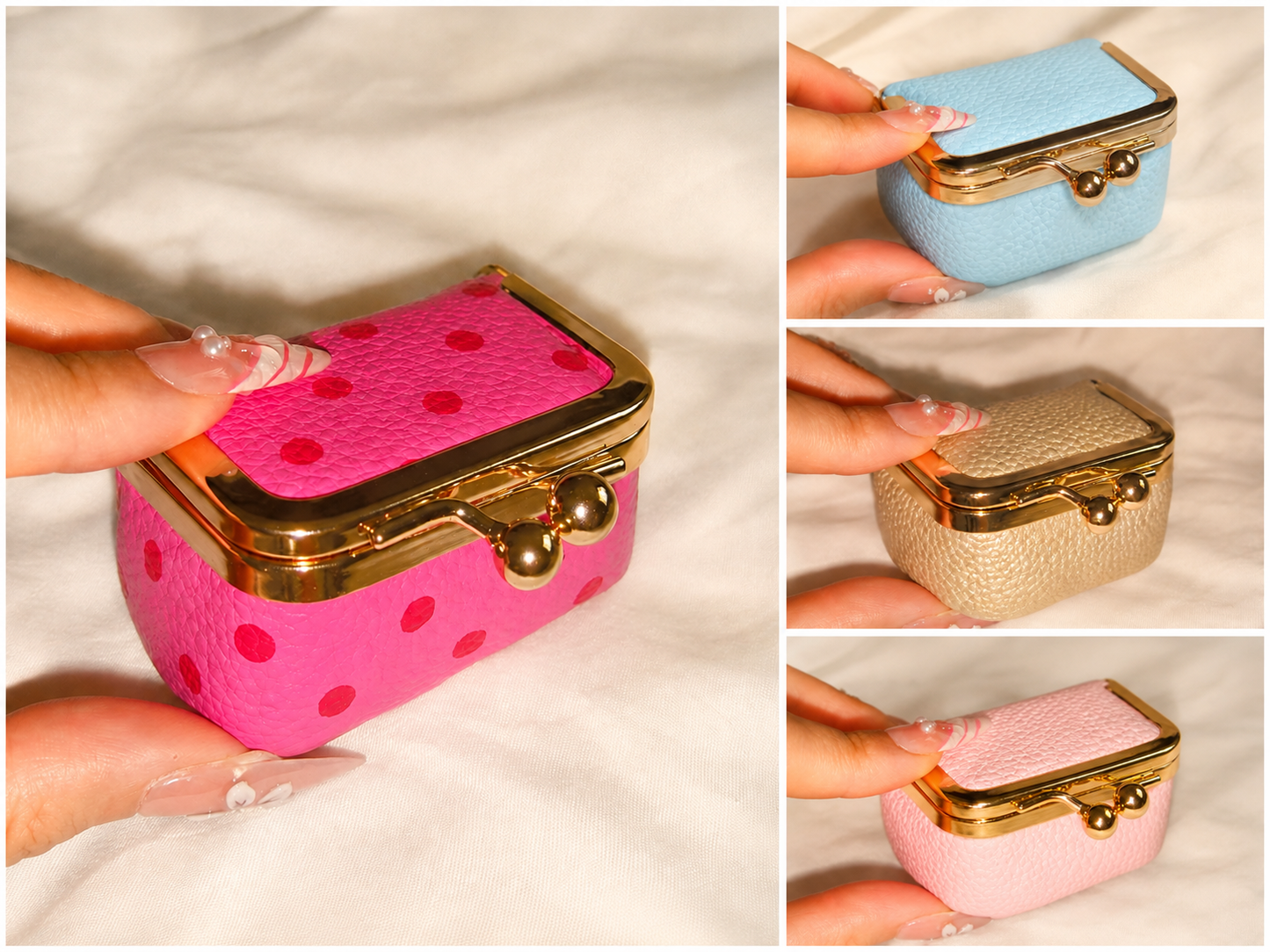 New Retro Mini Polka‑Dot Kiss‑Lock Purse, Portable Jewelry & Coin Pouch for Rings Earrings Necklaces