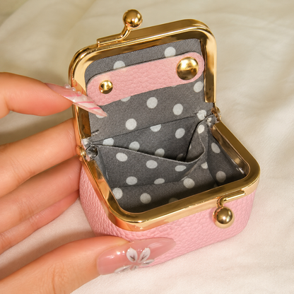 New Retro Mini Polka‑Dot Kiss‑Lock Purse, Portable Jewelry & Coin Pouch for Rings Earrings Necklaces