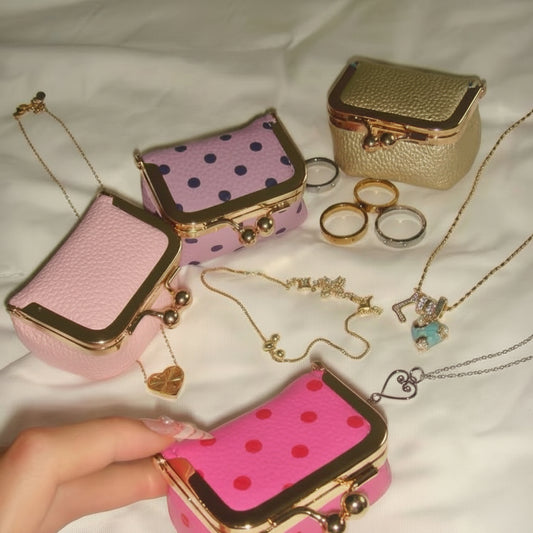 New Retro Mini Polka‑Dot Kiss‑Lock Purse, Portable Jewelry & Coin Pouch for Rings Earrings Necklaces