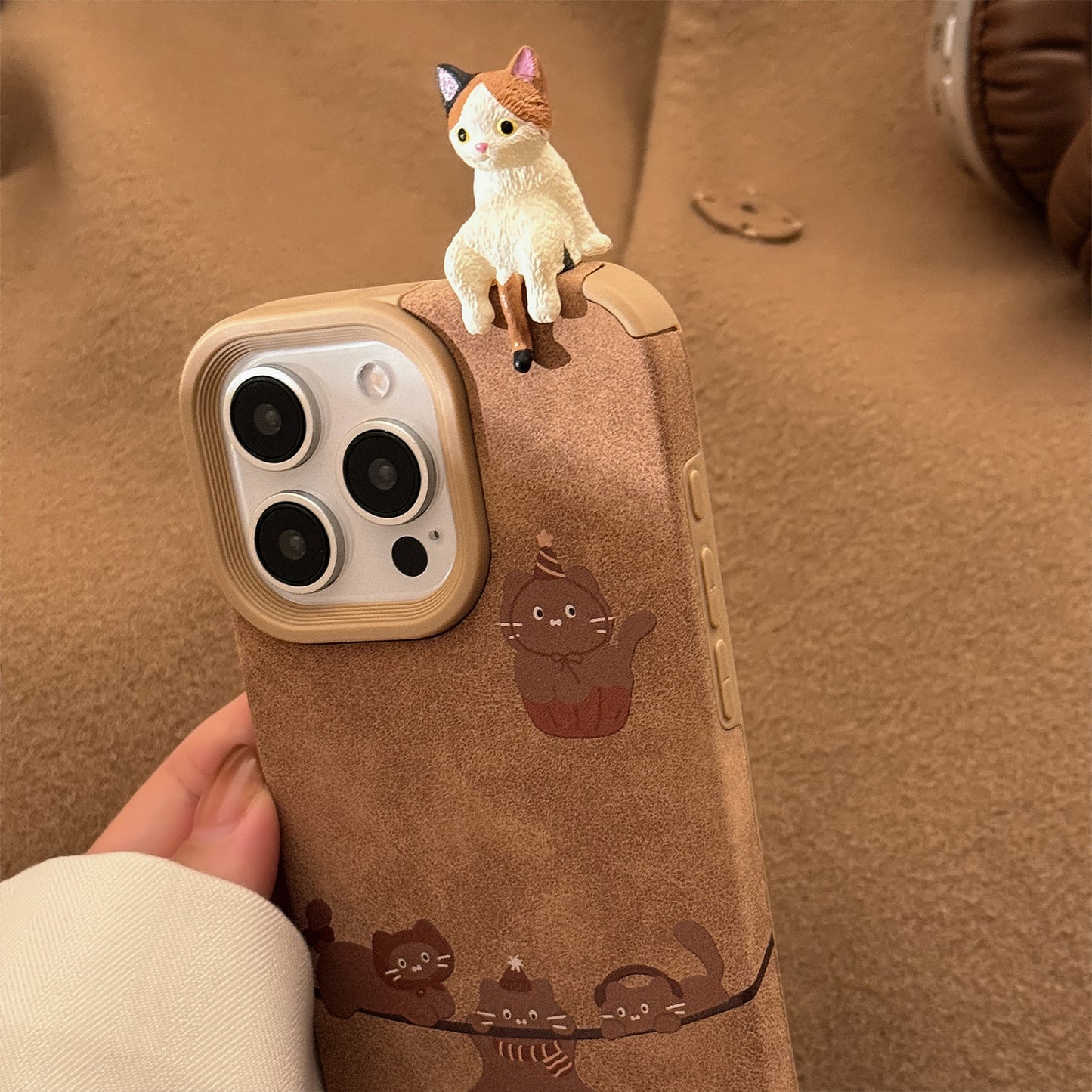 Three-Dimensional Cat Suede iPhone Case