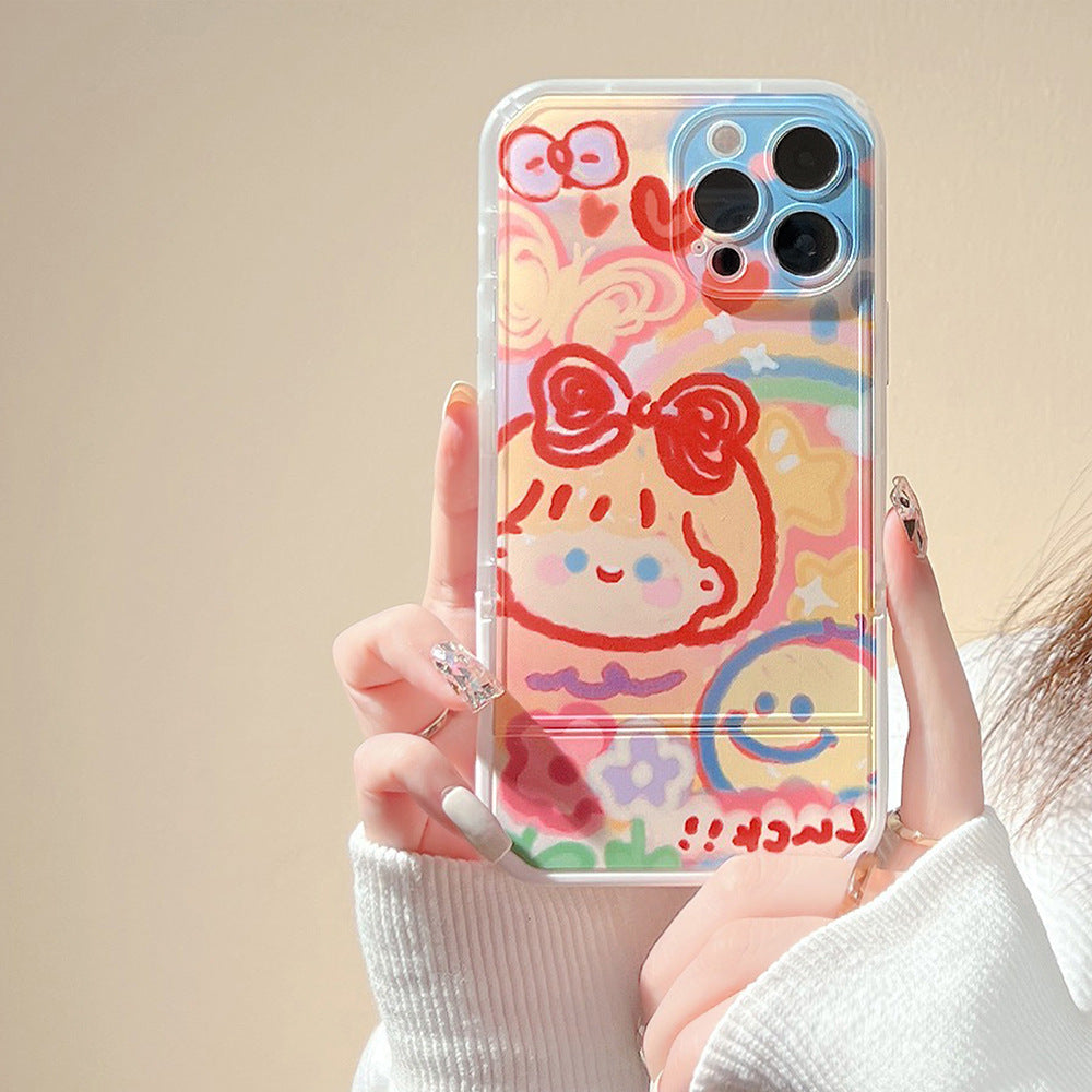 Cartoon Couple Doodle Invisible Stand iPhone Case