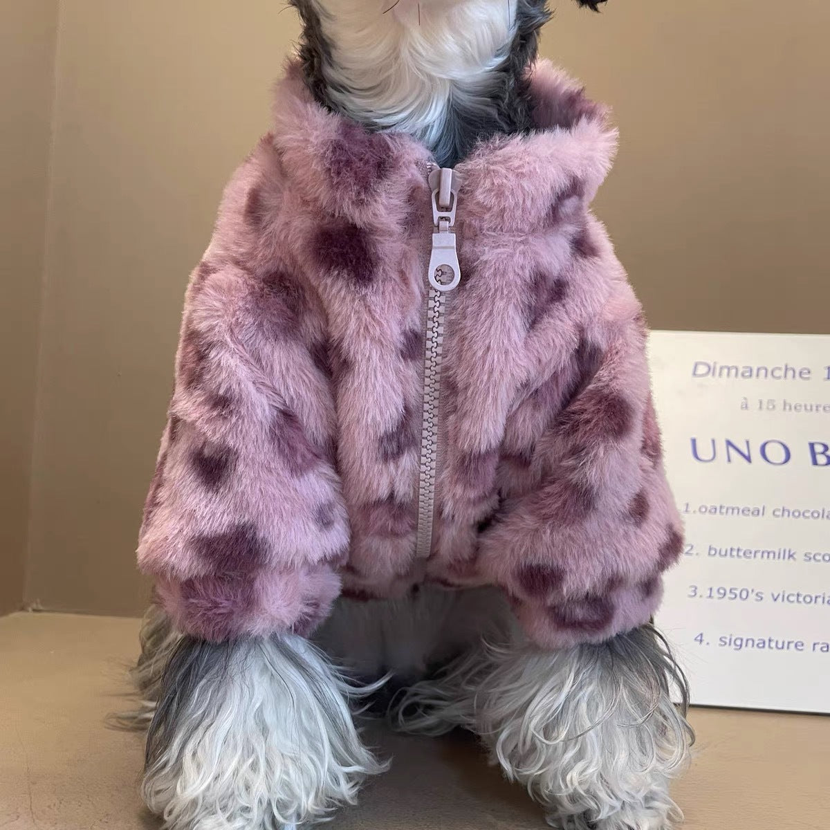 Pink leopard print coat for Puppy Cat