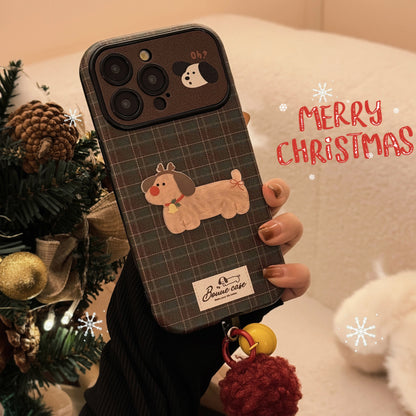 Retro Plaid Pattern Cute Puppy iPhone 16pro Case
