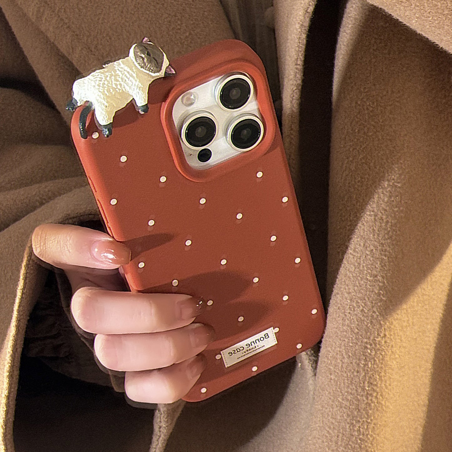 3D Cat Minimalist Polka Dot iPhone 16pro Case