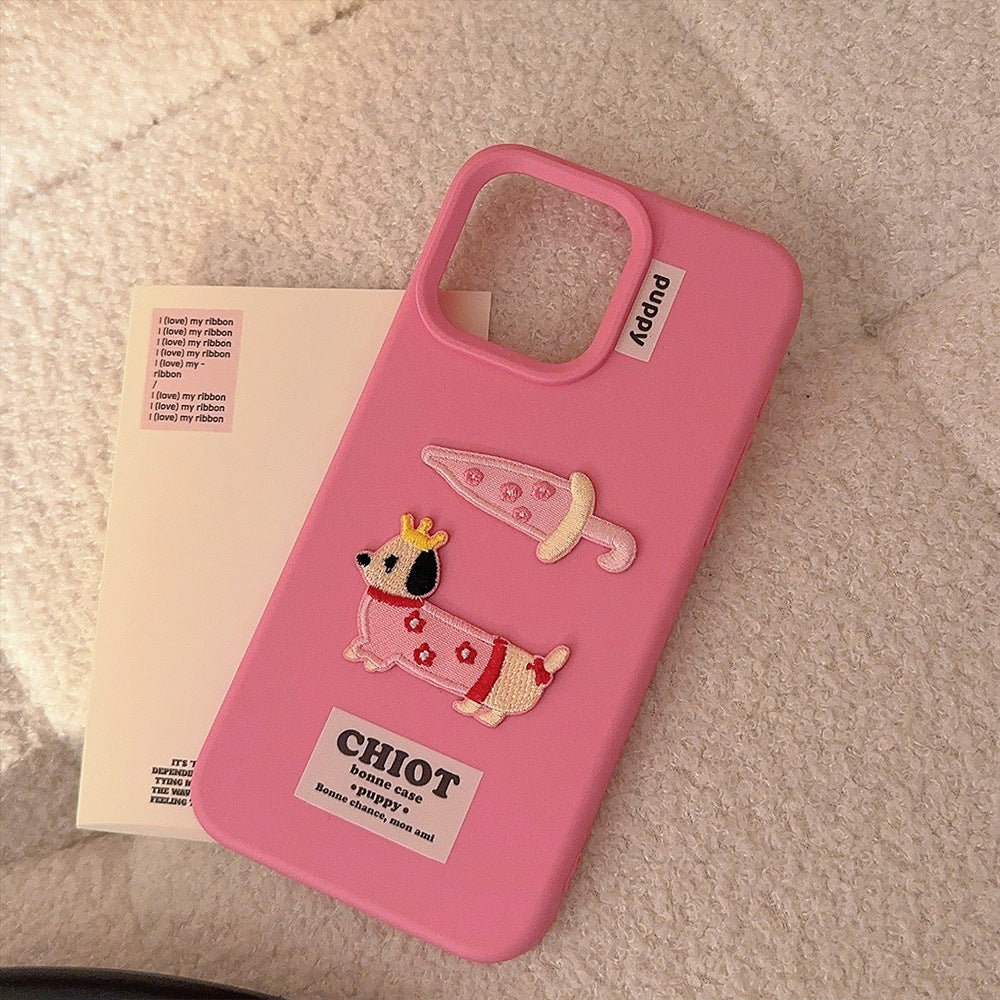 Dachshund Embroidered Sticker iPhone 16 case