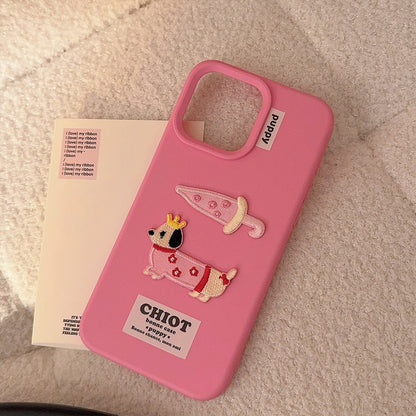 Dachshund Embroidered Sticker iPhone 16 case