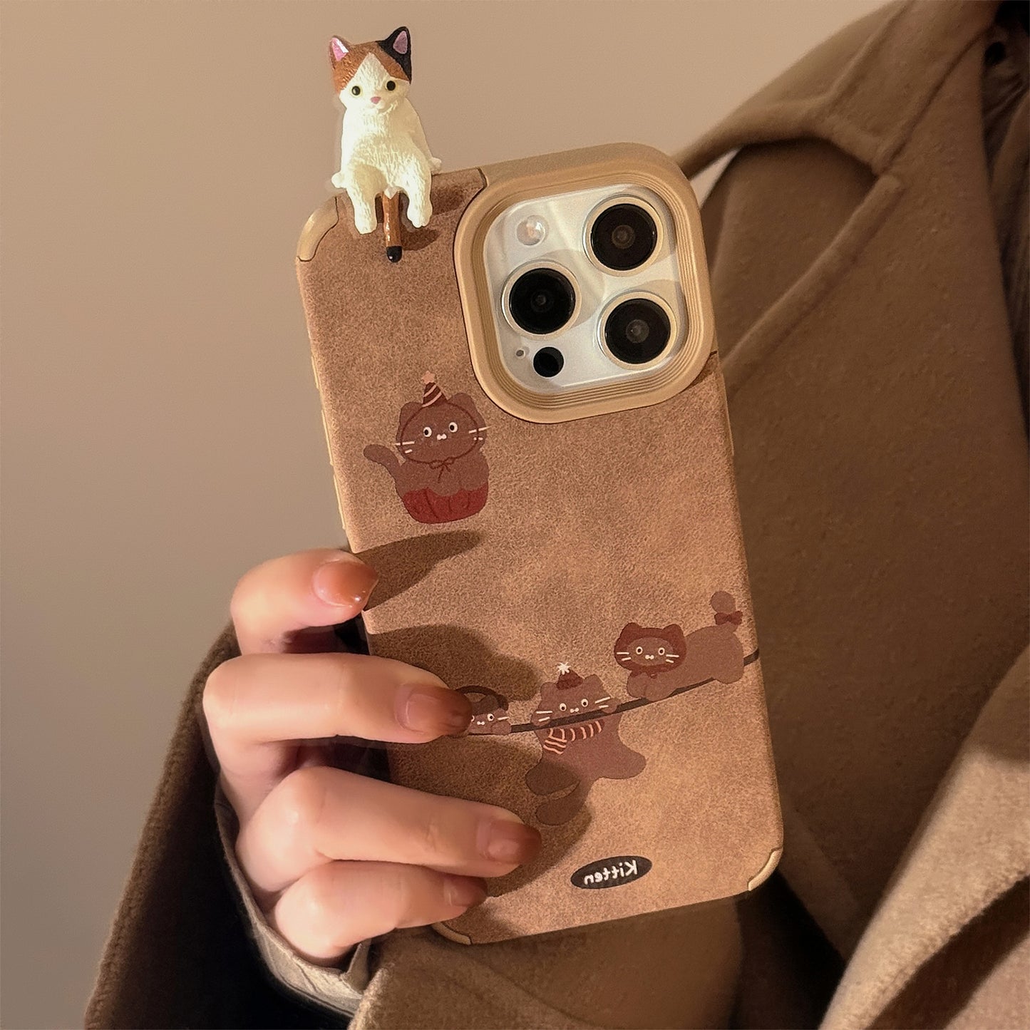 Three-Dimensional Cat Suede iPhone Case