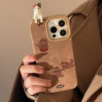Three-Dimensional Cat Suede iPhone Case