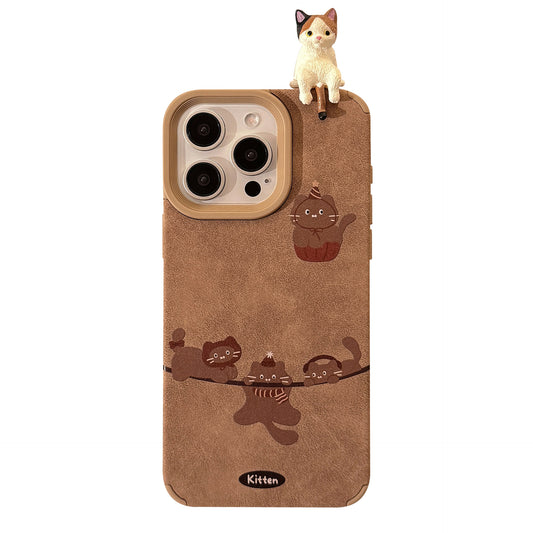 Three-Dimensional Cat Suede iPhone Case