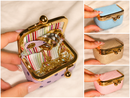 New Retro Mini Polka‑Dot Kiss‑Lock Purse, Portable Jewelry & Coin Pouch for Rings Earrings Necklaces