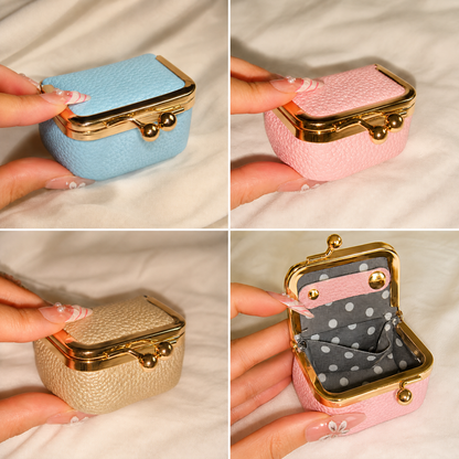 New Retro Mini Polka‑Dot Kiss‑Lock Purse, Portable Jewelry & Coin Pouch for Rings Earrings Necklaces